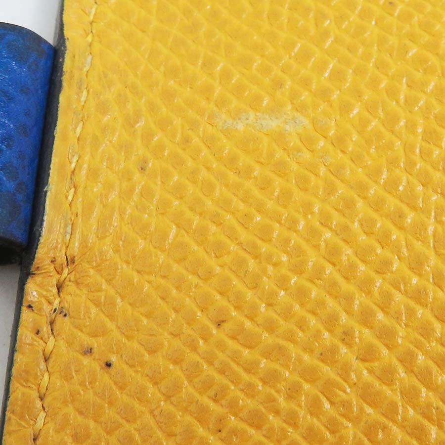 Auth HERMES Agenda/Note Cover and Ballpoint pen Set Blue/Yellow/Silver – e61866a