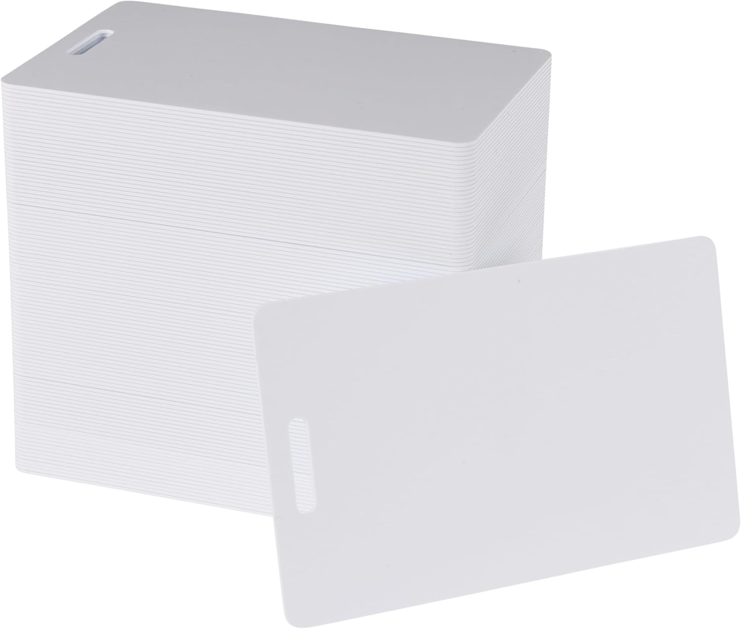 Pack of 100 White PVC Cards with Slot Punch on Short Side | Graphics Quality, St