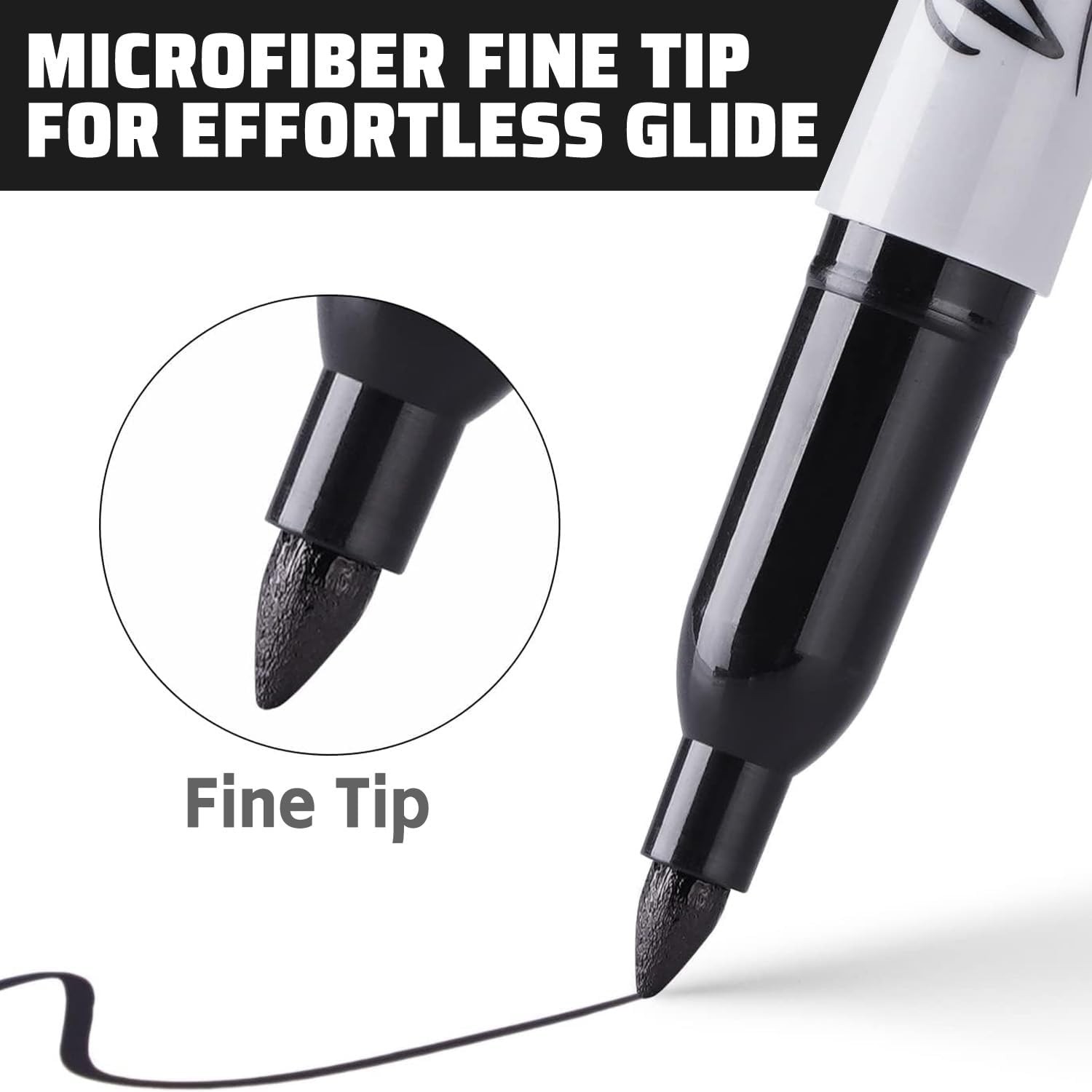 36 Pack Permanent Markers Fine Tip, Black Permanent Marker Pens for Office,