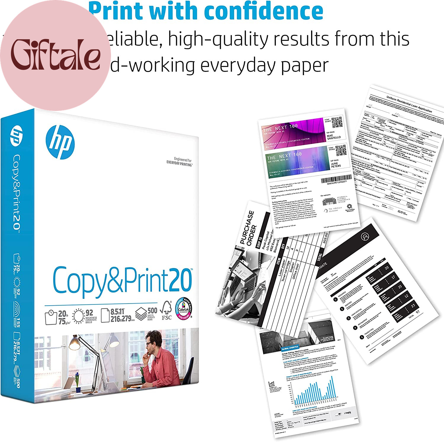 HP Printer Paper | 8.5 X 11 Paper | Copy &Print 20 Lb | 1 Ream Case – 500 Sheets