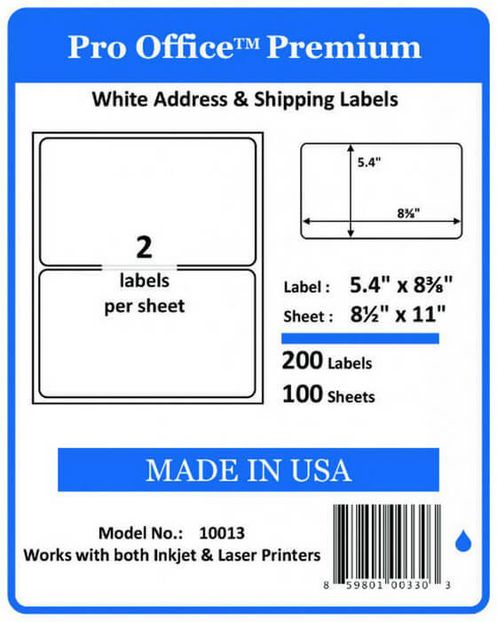 20 WING OFFICE Premium Shipping Label Blank Self Adhesive eBay PayPal HALF SHEET