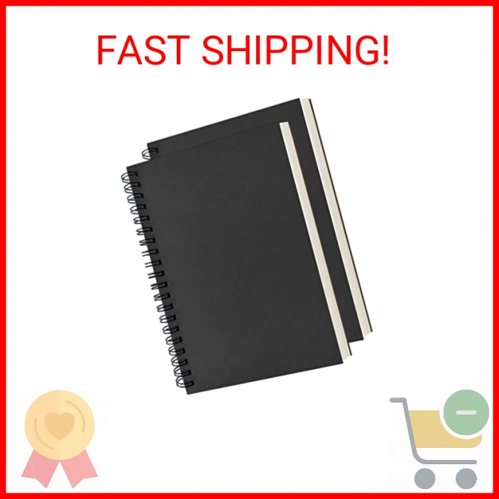 DSTELIN Blank Spiral Notebook, 2-Pack, Soft Cover, Sketch book, 100 Pages / 50 S