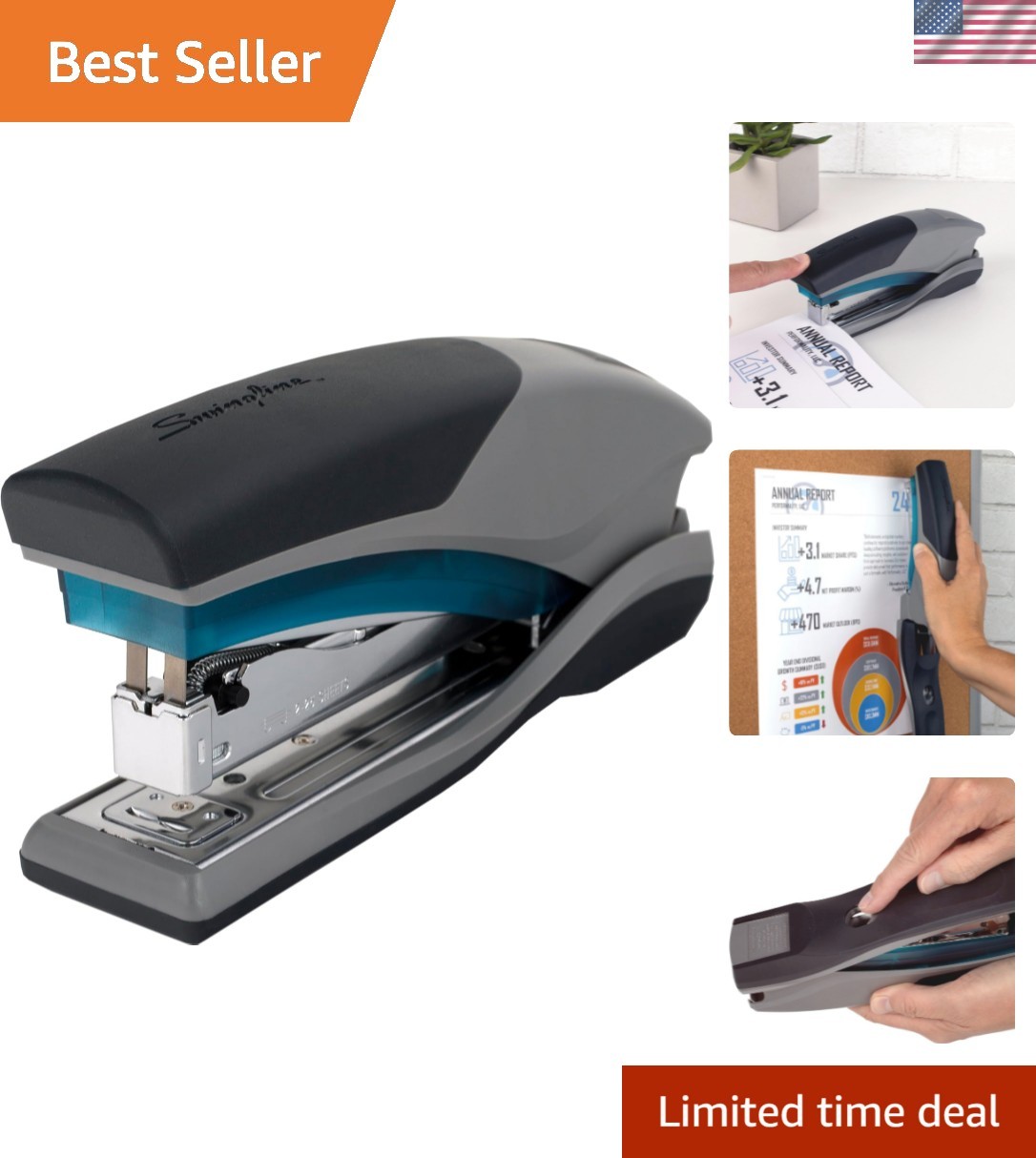 Stapler, 25 Sheet Capacity, Optima 25, Jam Free, Reduced Effort, Soft Grip, B…