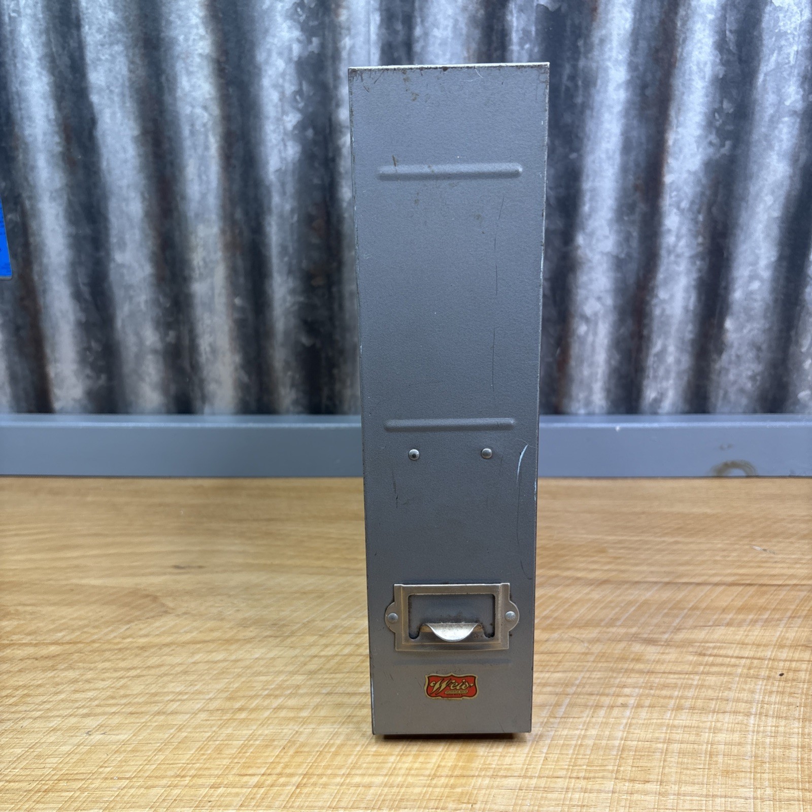 VTG Weis Steel No. 1424 Gray Metal Box File Letter Size Standard Dividers