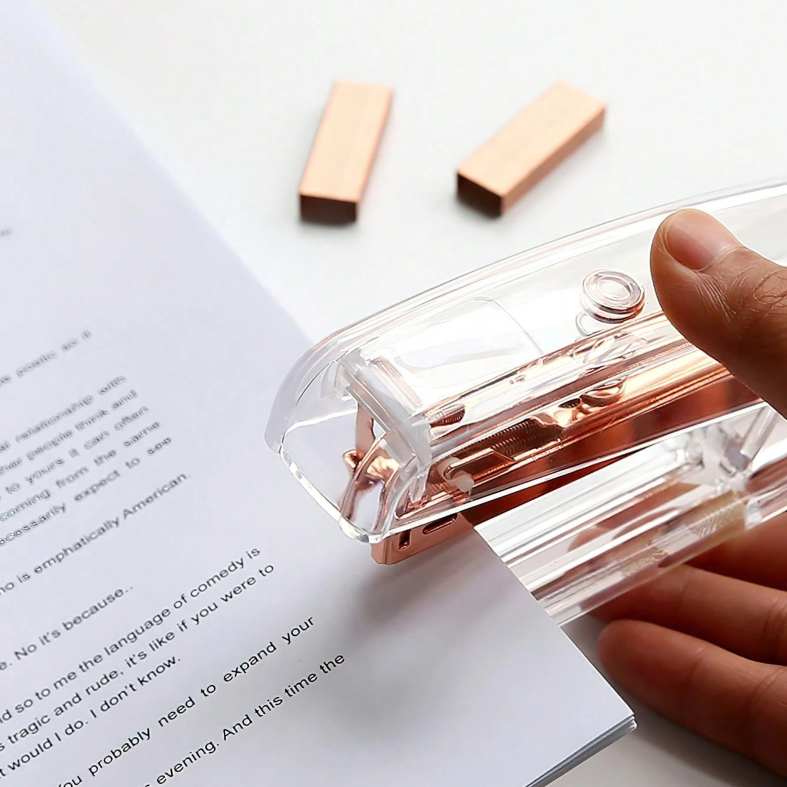 Transparent Stapler Acrylic with 1000pcs Staples 24/6 Office School Binding Tool