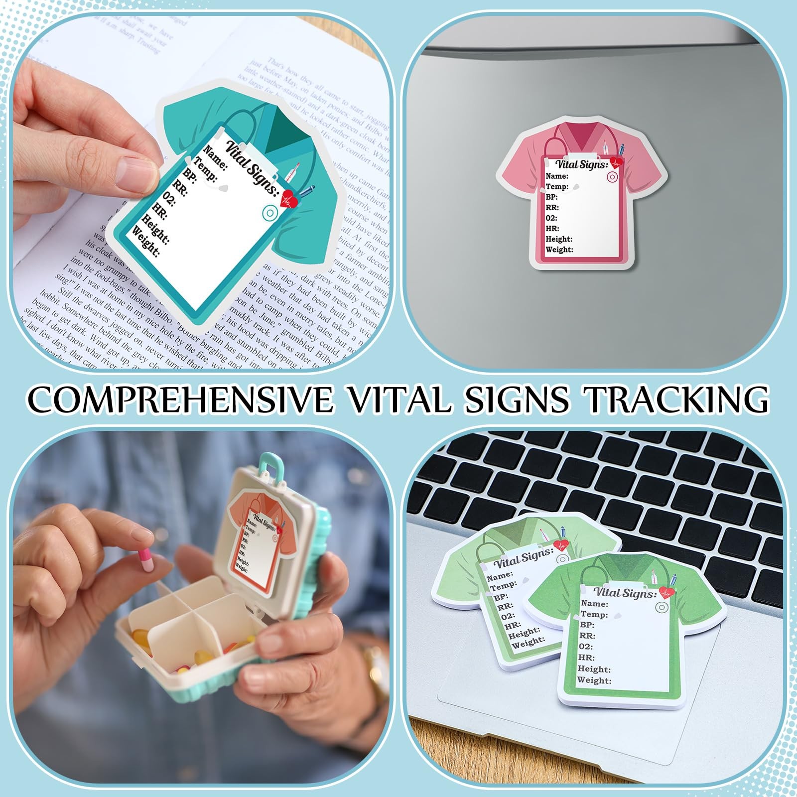 24 Pads 720 Sheets Nurse Sticky Notes Vital Signs CNA Week Gifts Medical Assi…