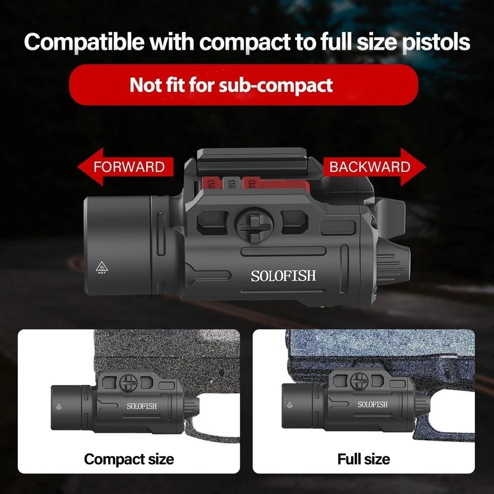 1500Lm Slidable Pistol Light Green Beam Combo Strobe/Momentary