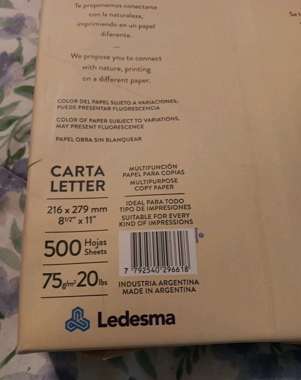 NEW Ledesma 8 Reams (4000pages)AllNatural Off White Copy/Fax/Printer Paper is a