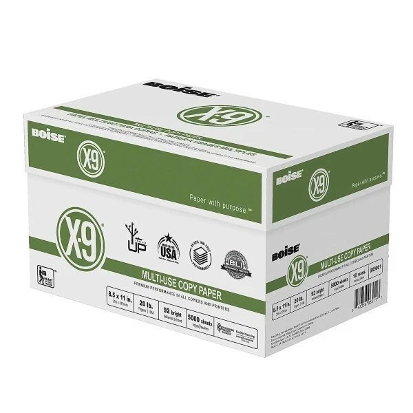 Boise X-9 Printer Copy Paper 10 Reams 5000 Sheets 20 lb Letter Size 8.5″ x 11″