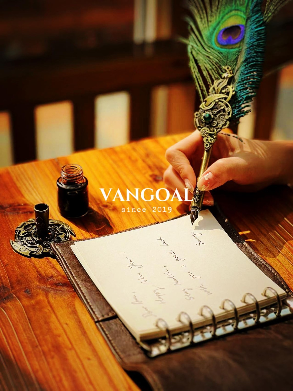 VANGOAL Peacock Feather Pen and 1 Count (Pack of 1), Green(Peacock Feathers)