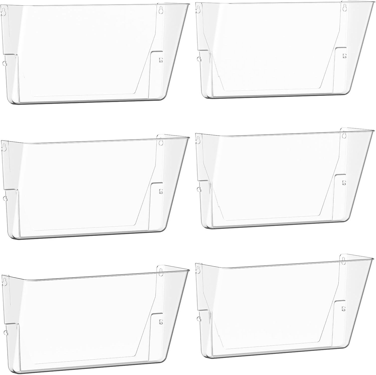 6 Pack Clear Acrylic Single Pocket Plastic Hanging Wall Mount File Holder for…
