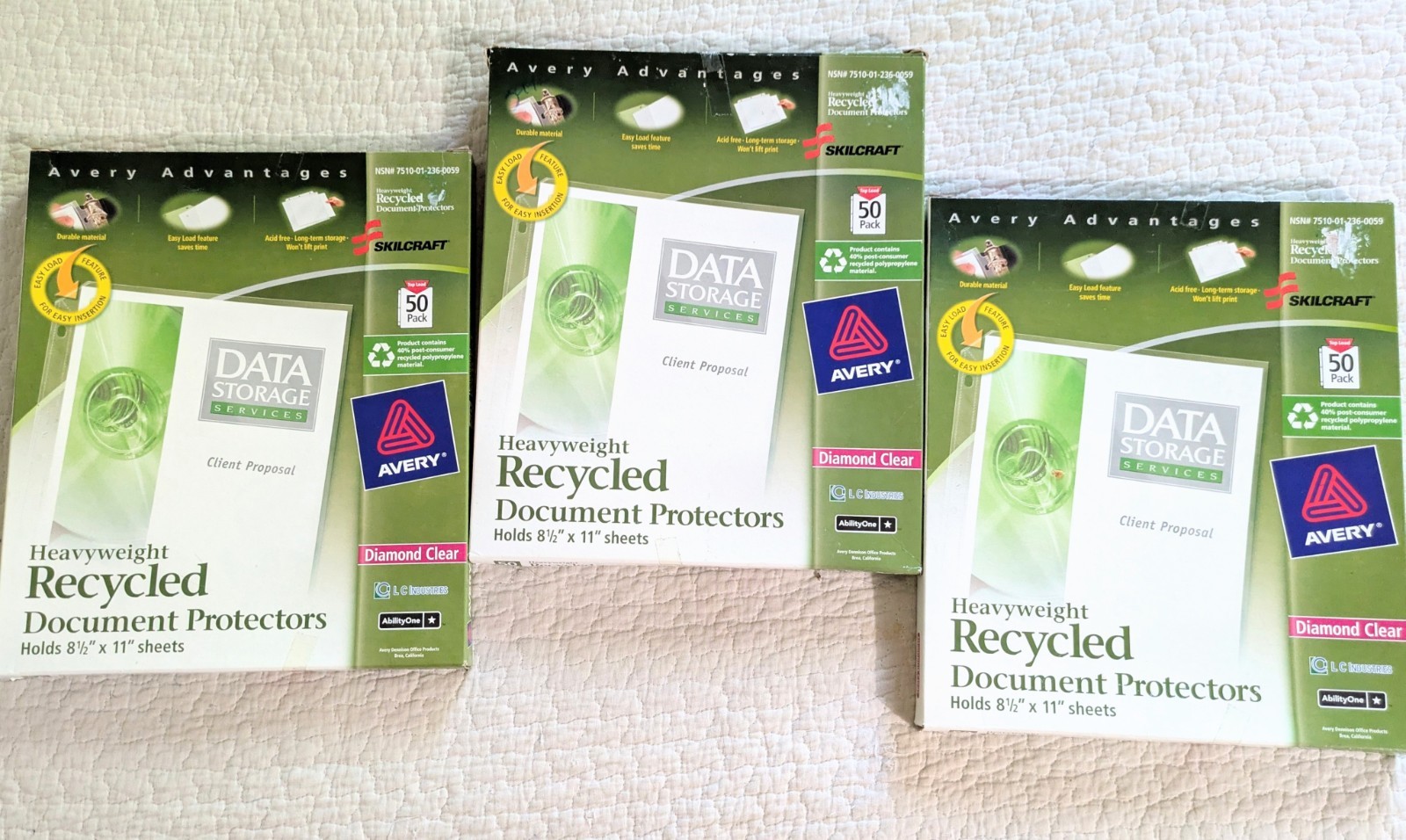 Avery Skilcraft Heavyweight Sheet Protectors Diamond Clear Acid Free lot of 3