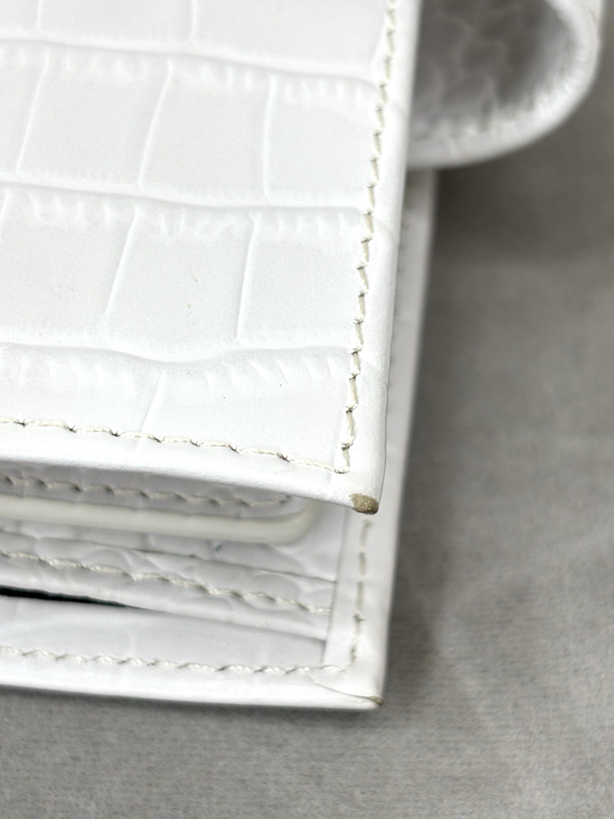 Moterm A7 Pocket Leather Rings Planner White/Light Grey Croc Wallet Organizer