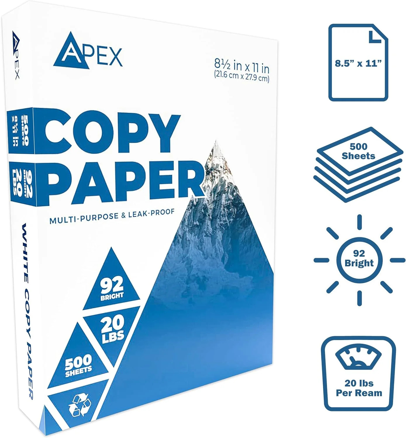 Printer Copy Paper Multipurpose White 8.5″ X 11″ Bulk 10 Reams 5000 Sheets
