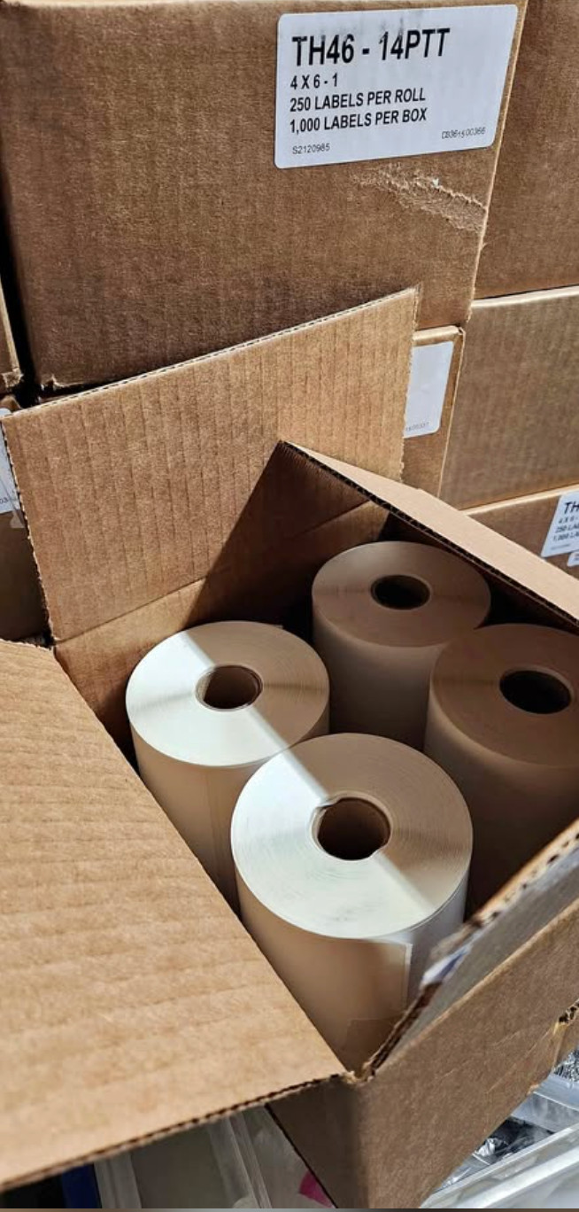 4″ x 6″ Thermal Transfer Labels (Ribbon Required) – 250 labels per roll