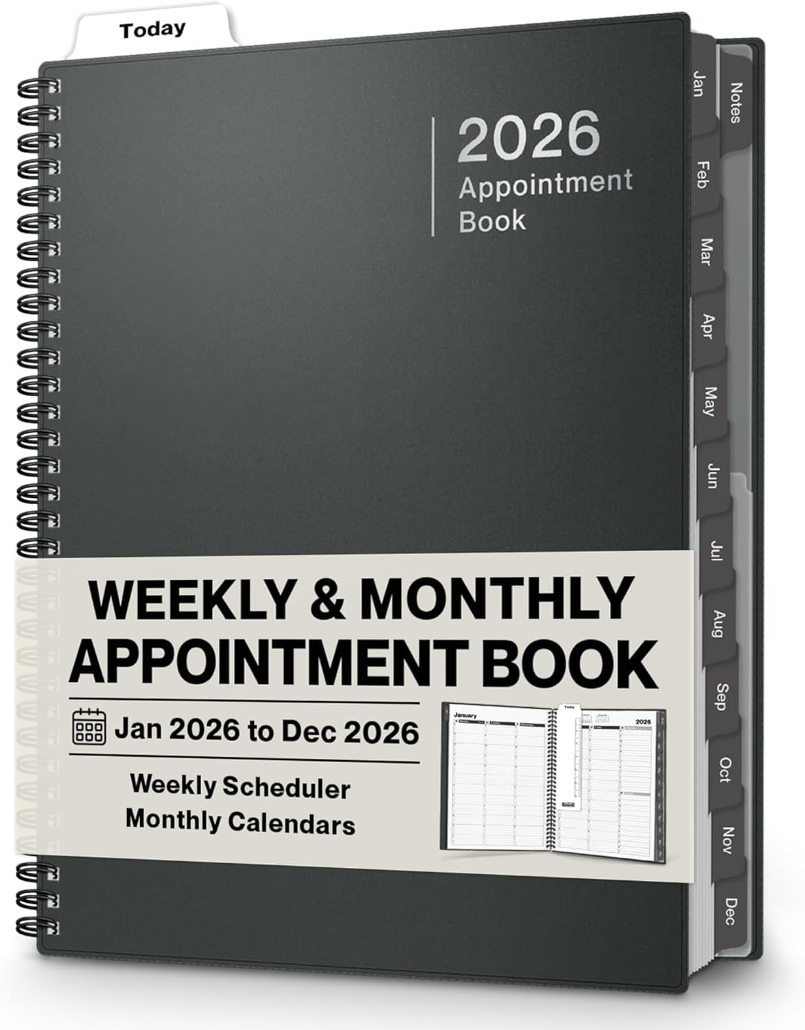 2026 Large Daily Planner with Paper, Laminated Tabs & Hourly Layout