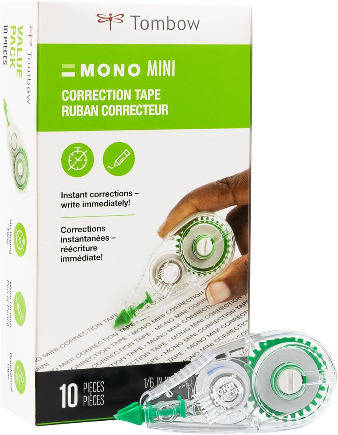 Tombow 68722 MONO Mini Correction Tape Easy to Use Applicator – 10-Pack
