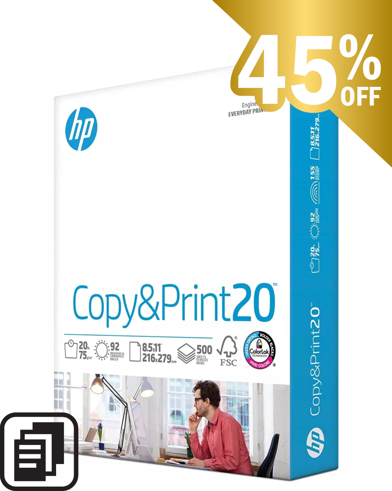 HP Printer Paper 8.5 x 11 Paper Copy &Print 20 lb 1 Ream Case – 500 Sheets
