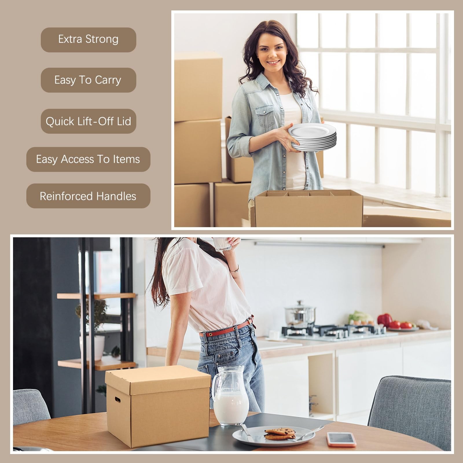 4 Pack Large Dish Packing Boxes for Moving with Divider 16 x 12 x 12 Inch Kit…