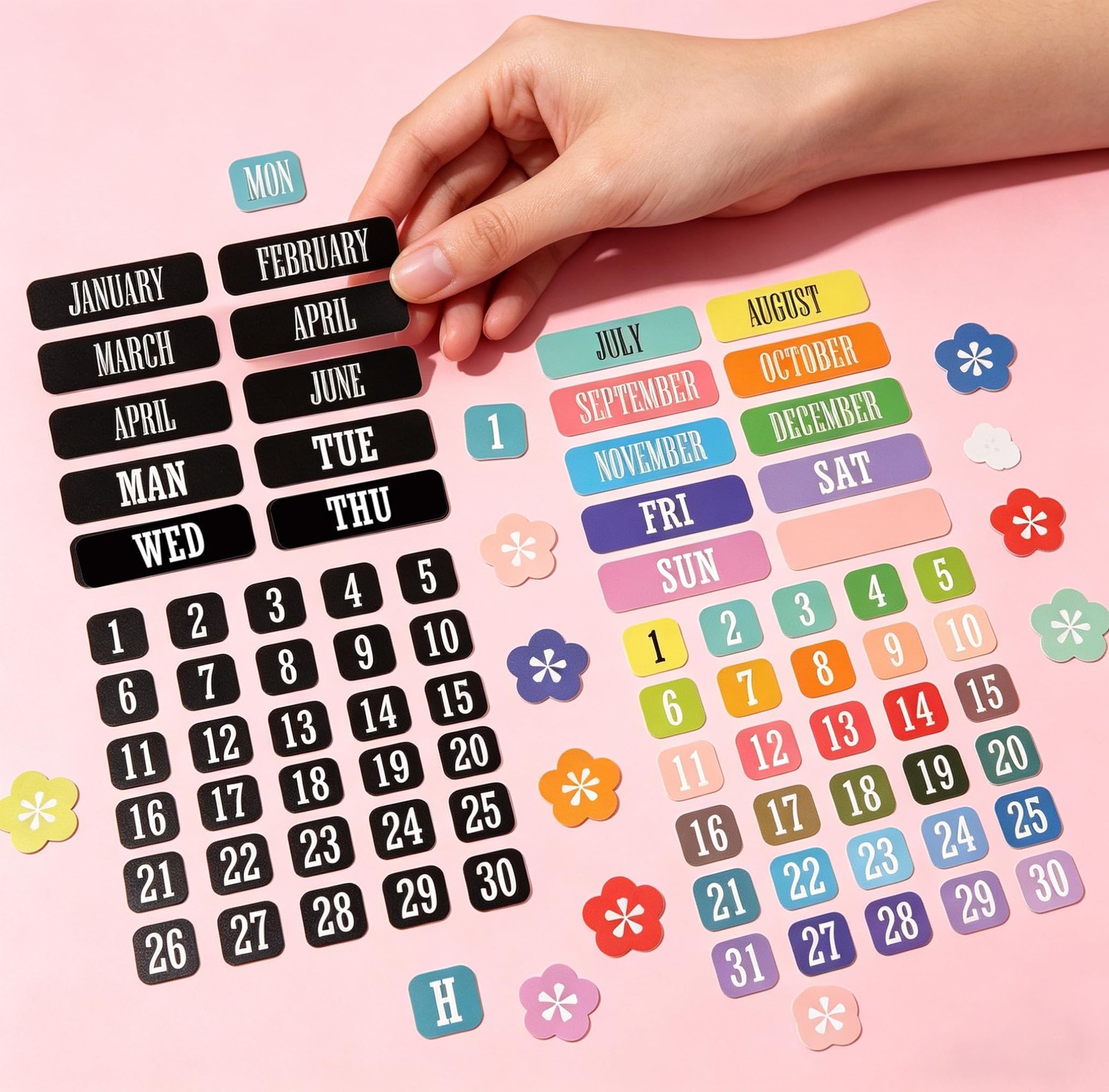 Double-Sided Magnetic 0.8 * 2.4 inches and 0.6 inches, Black White