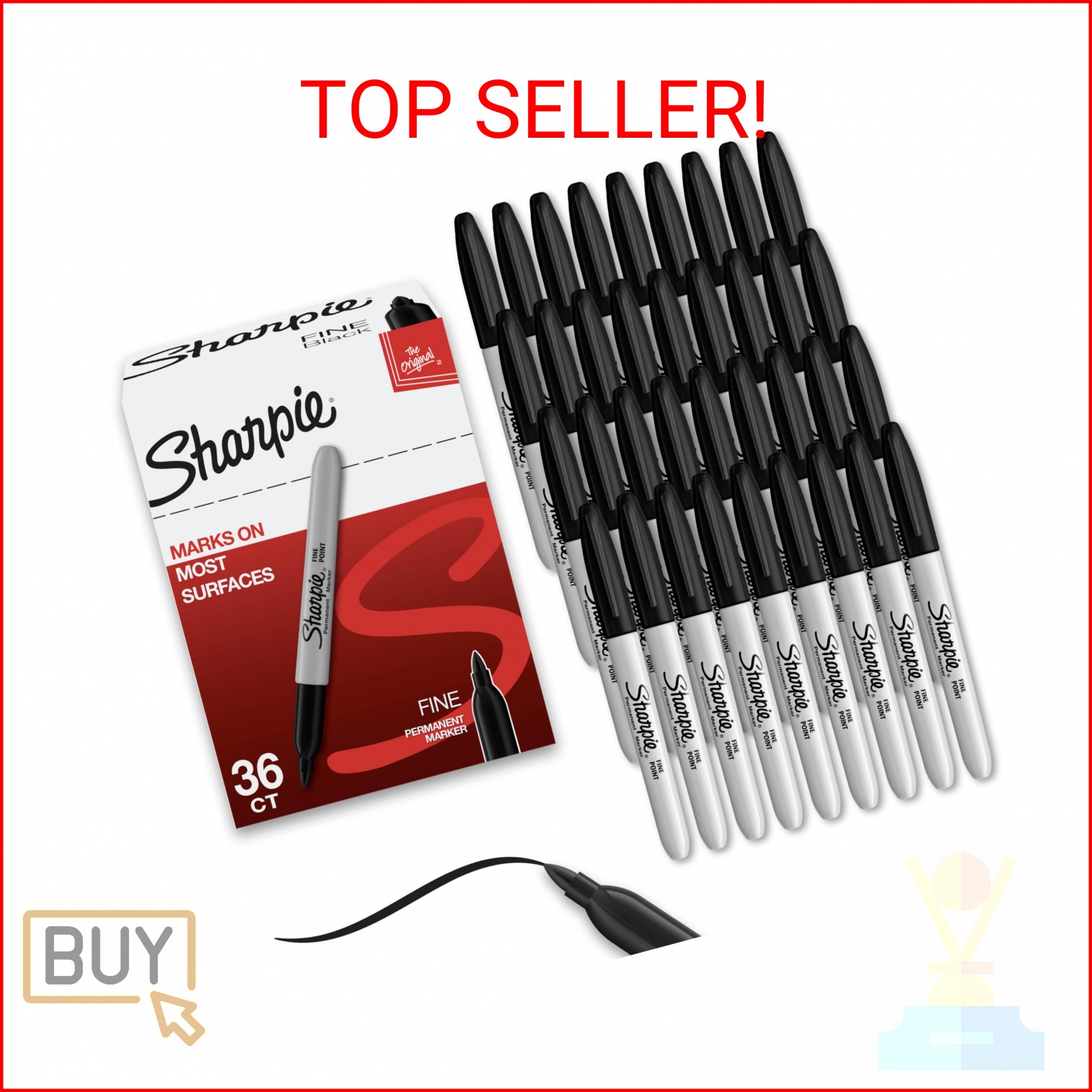 Sharpie Permanent Markers, Bulk Set, Fine Tip Markers, For Plastic, Metal, Wood,