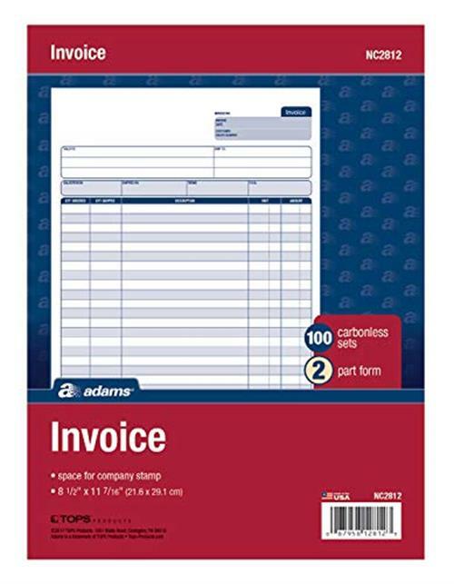 Adams Invoice Unit Set, 8.5 x 11.44 Inch, 2-Part, Carbonless, 100-Pack, White