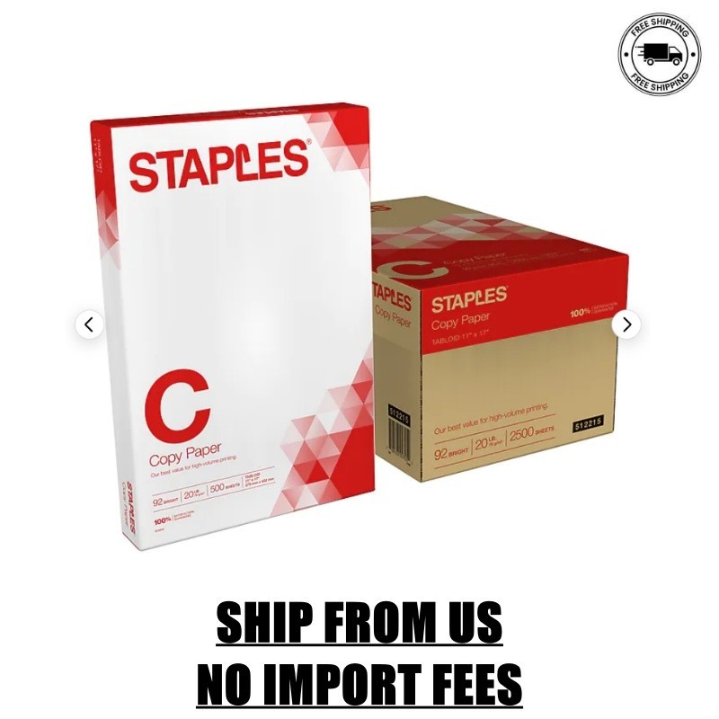 Staples Copy Paper, 11″ x 17″, 20 lbs., White, 500 Sheets/Ream, 5 Reams/Carton (
