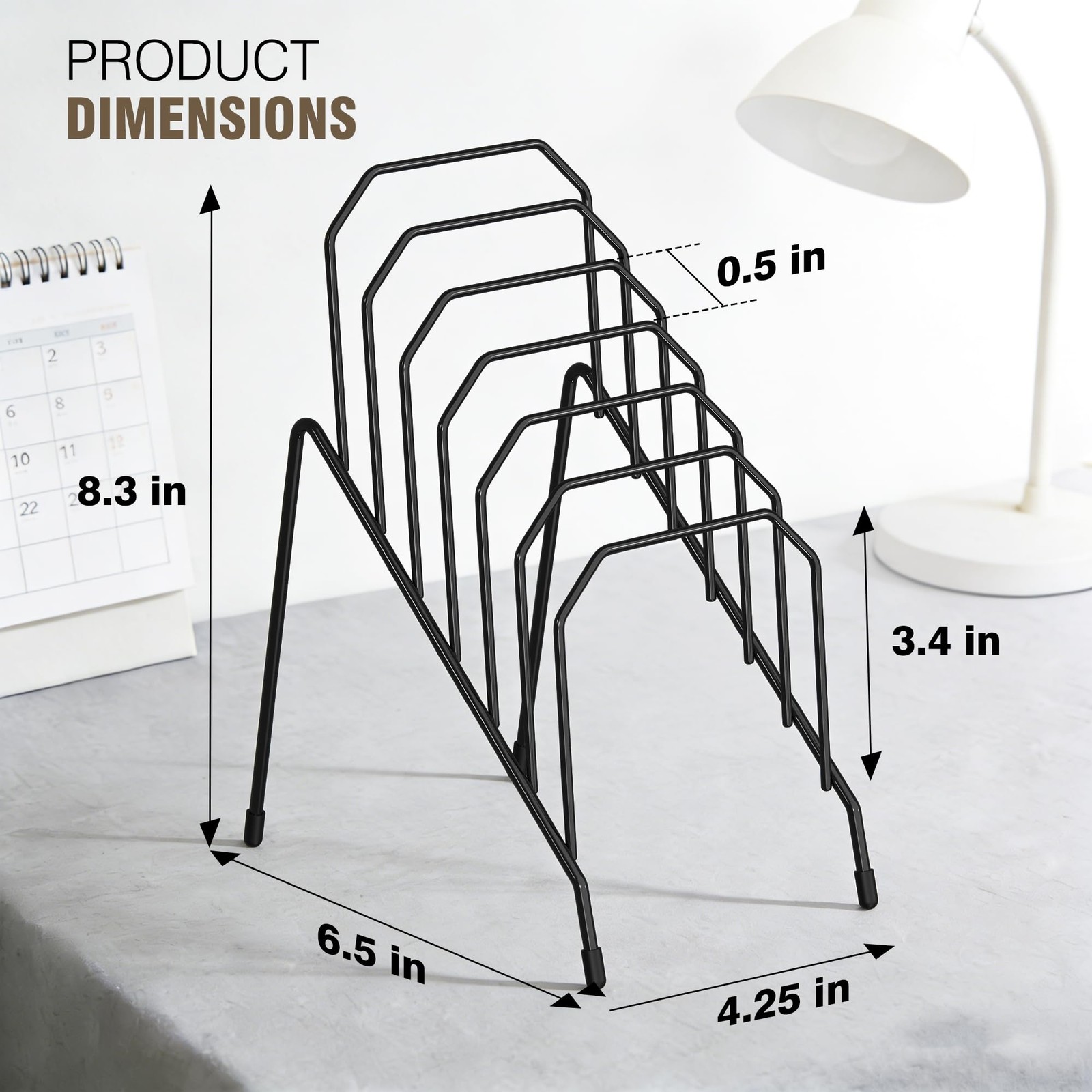 Gawerk Incline Desk Mail Organizer, Sorter 10″ H x 12″ W x 6″ D, Black