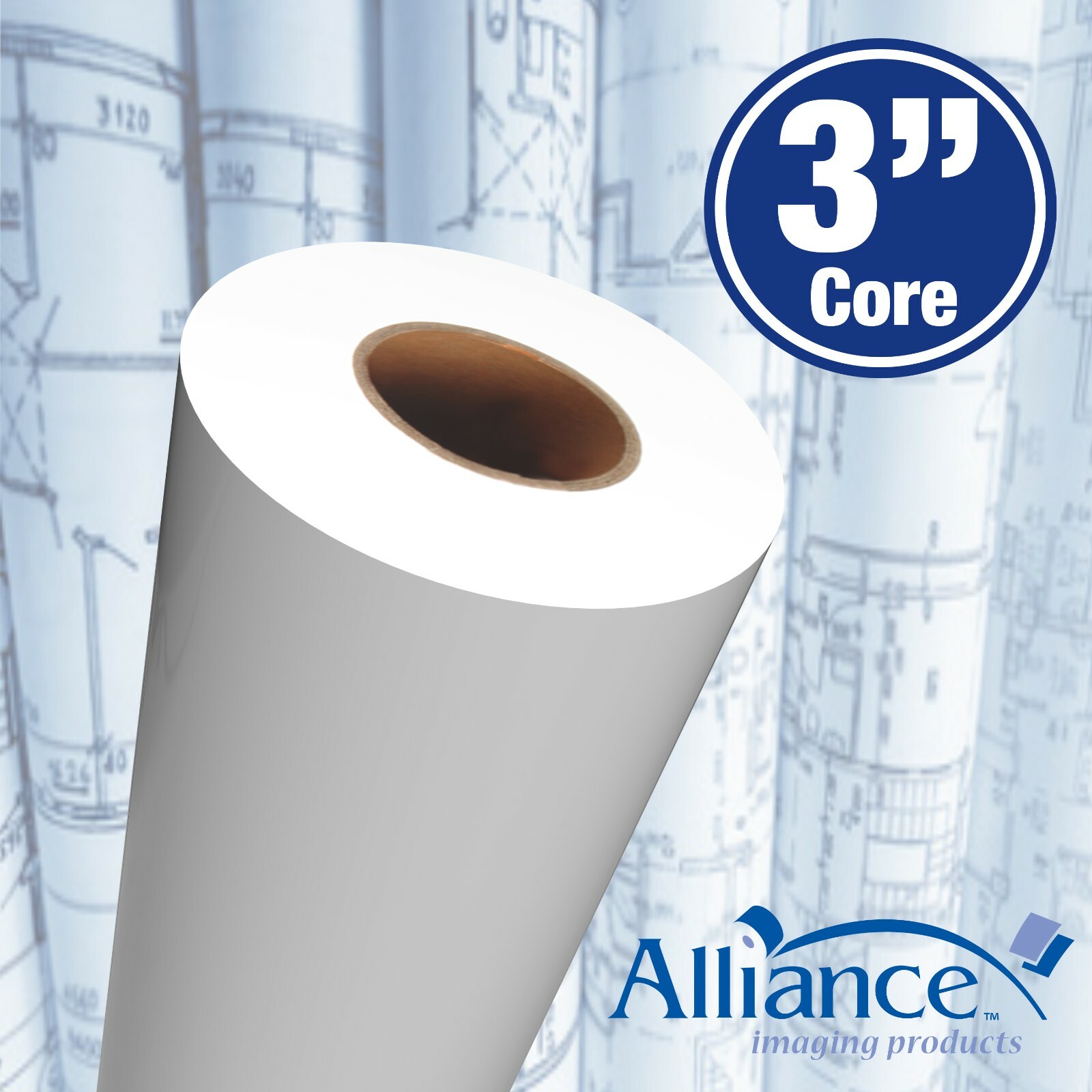 Alliance Paper Rolls, Bond Engineering, 36x500x3, 92 Bright, 20lb 2 Rls/Ctn