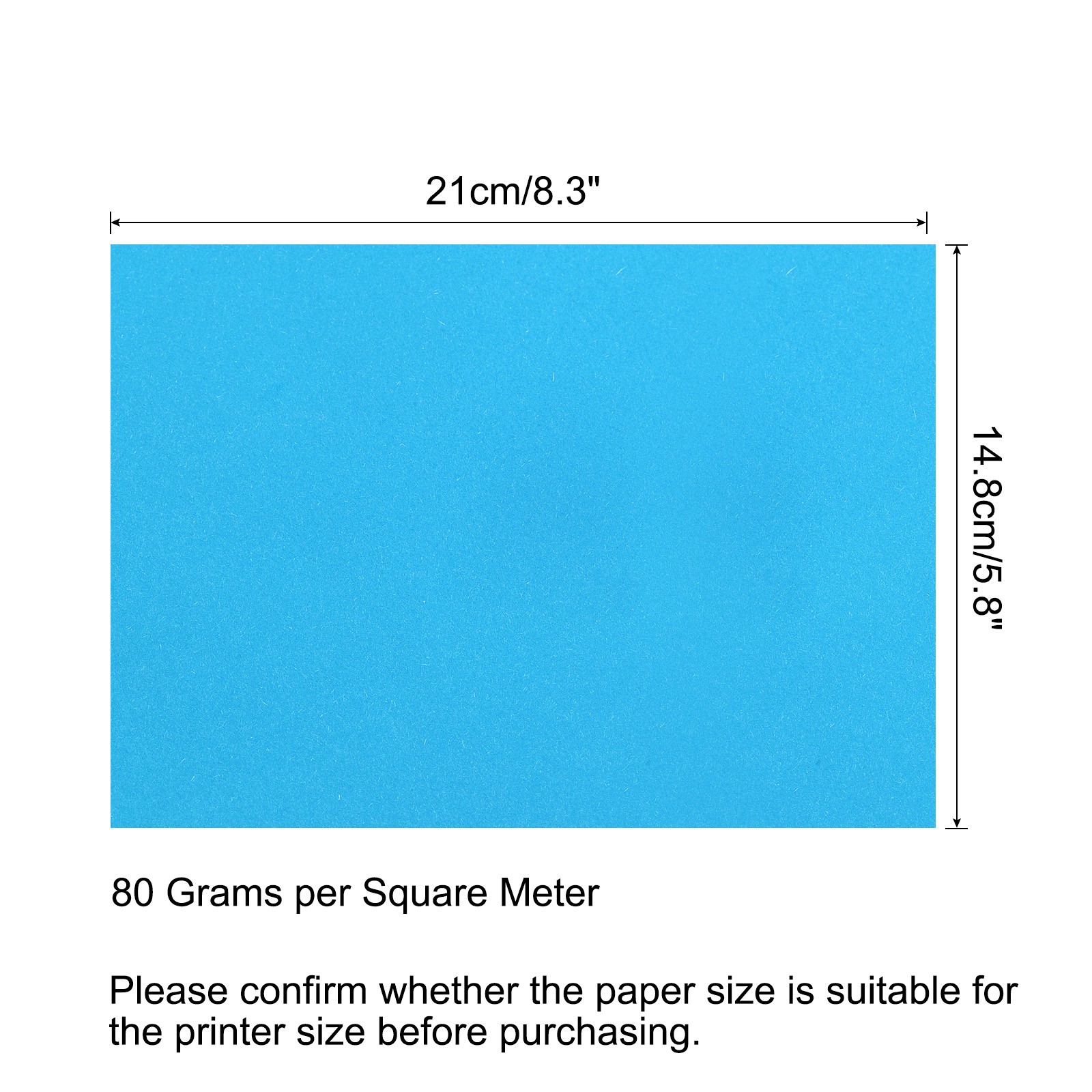 Colored Copy Paper 8.3×5.8 Inch 80gsm Pale Blue 100 Sheets