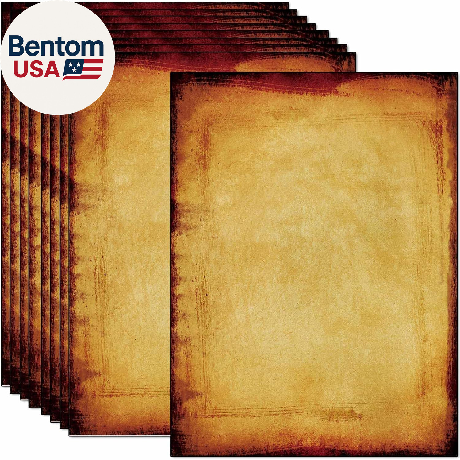 50 Old Looking Vintage Design Stationery Paper, 8.5 X 11 In, Double Sided, Text