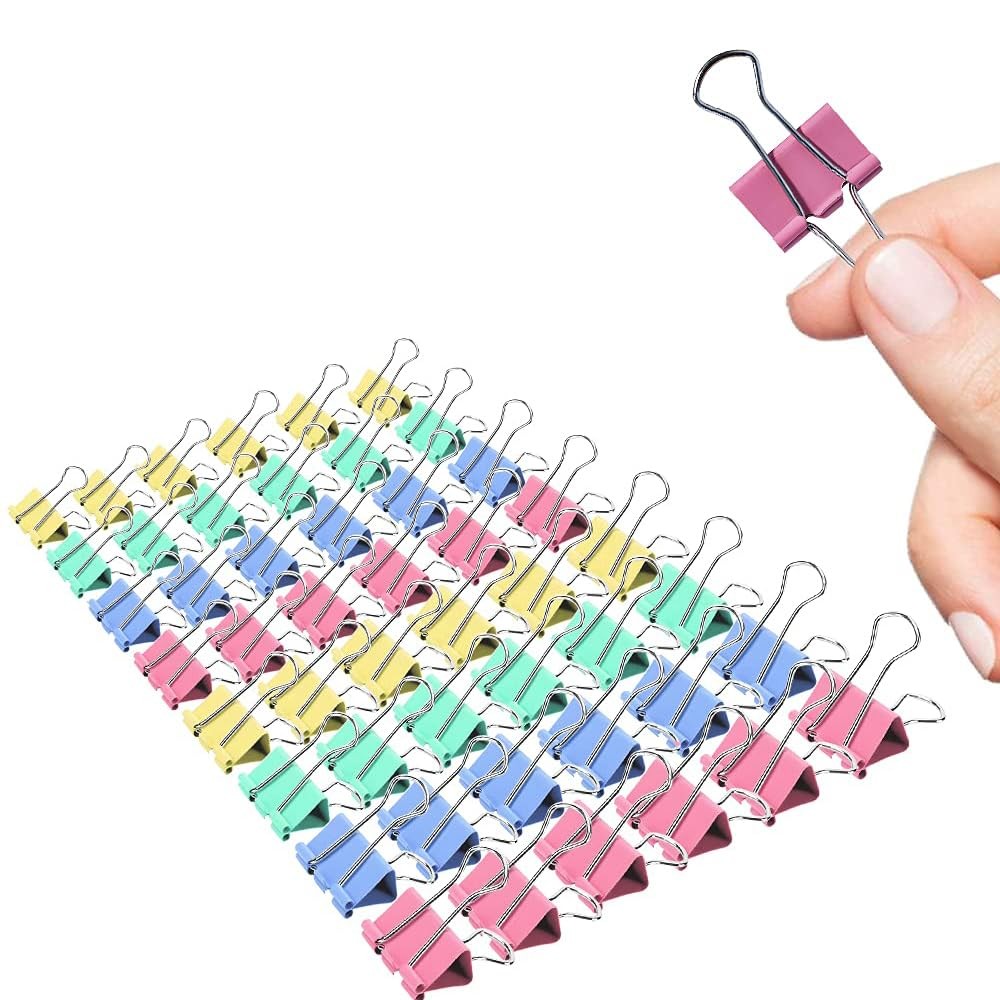 80 Pack 3/4 Inch Standard 19mm Multicolor Metal Binder Clips