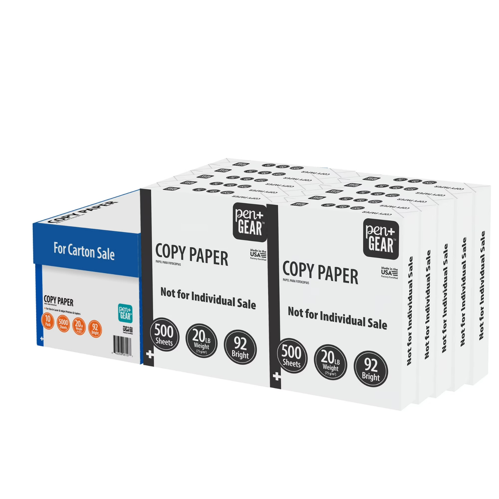 Pen+Gear Copy Paper, 8.5″ x 11″, 92 Bright White, 20 lb., 10 Ream Case (5,000 S)