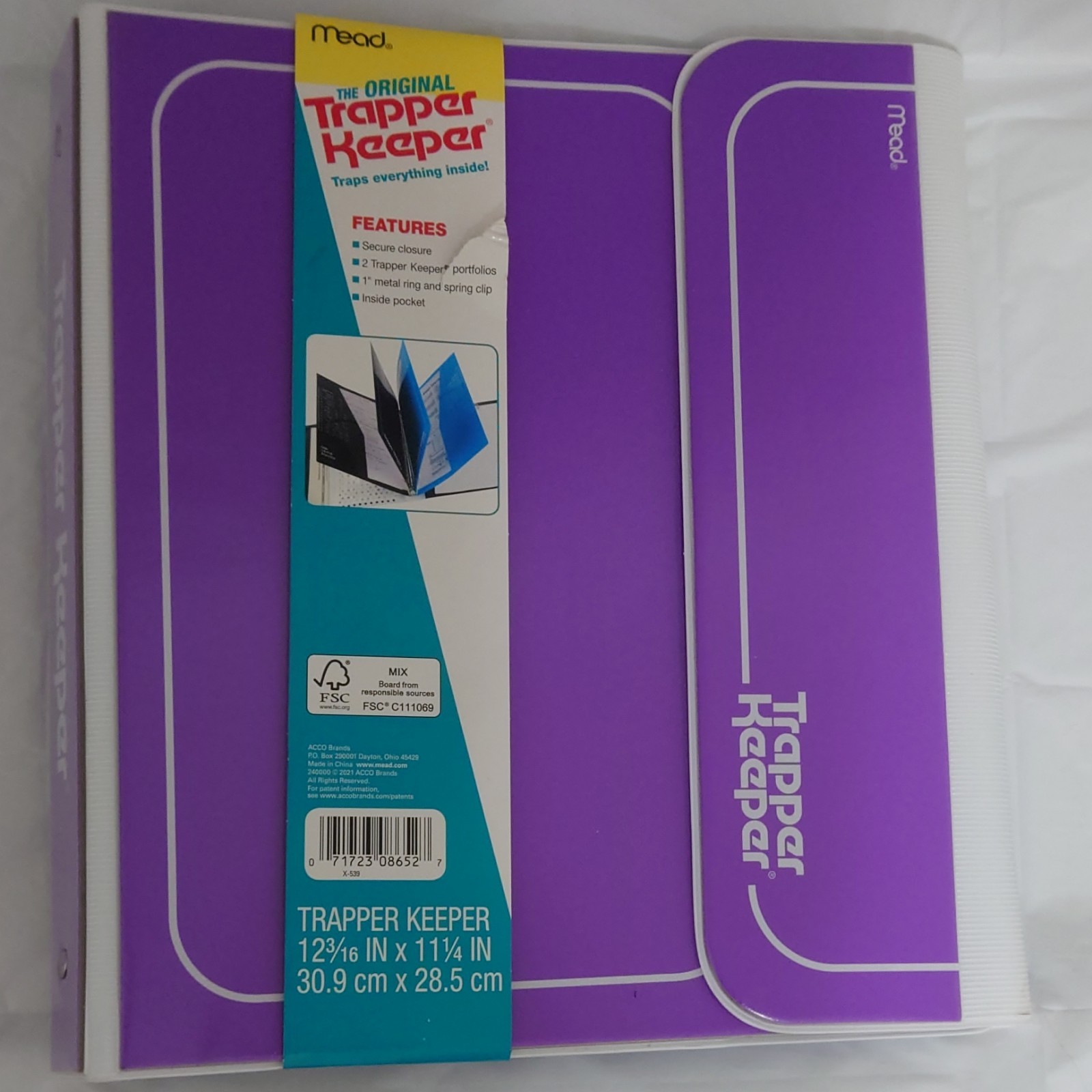Mead Original Trapper Keeper Purple Retro 90s Vintage Style 1 Inch Folio NWT