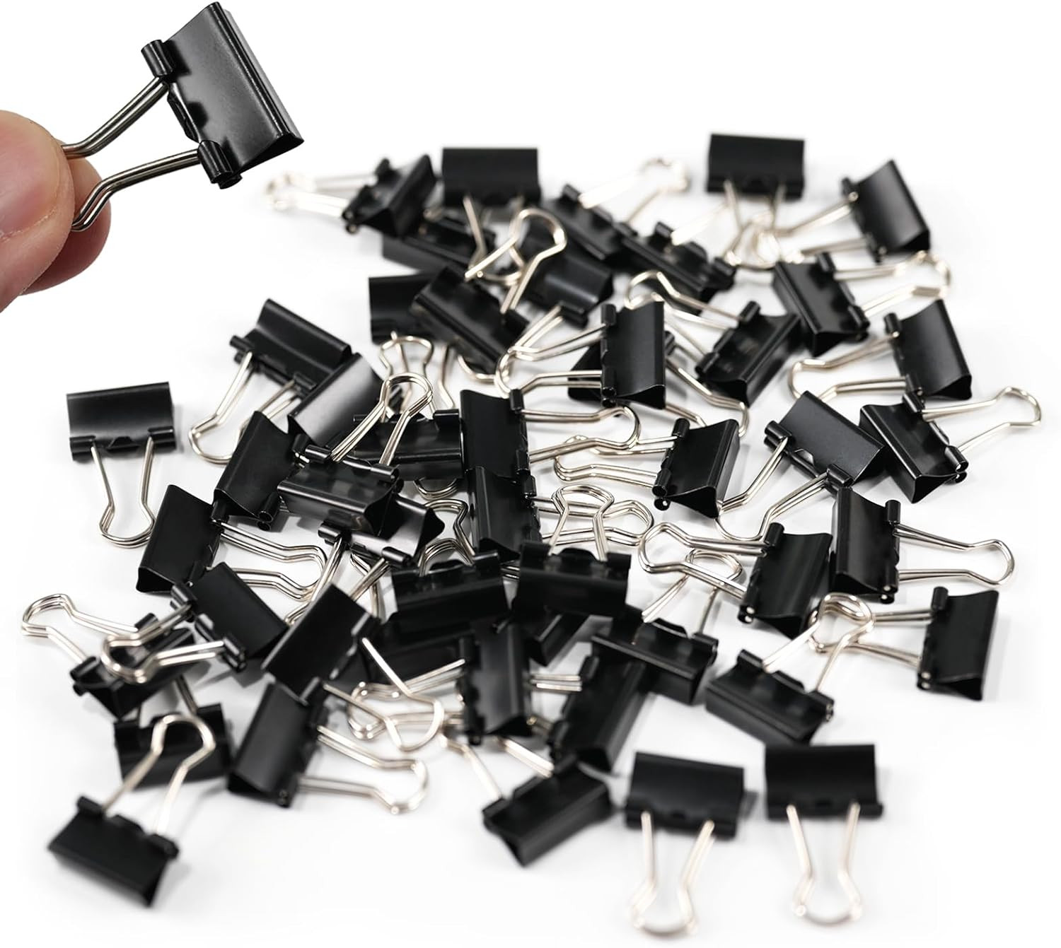 48Pcs Mini Binder Clips 0.5 (13mm), Black Paper Clips for Office & School Suppli