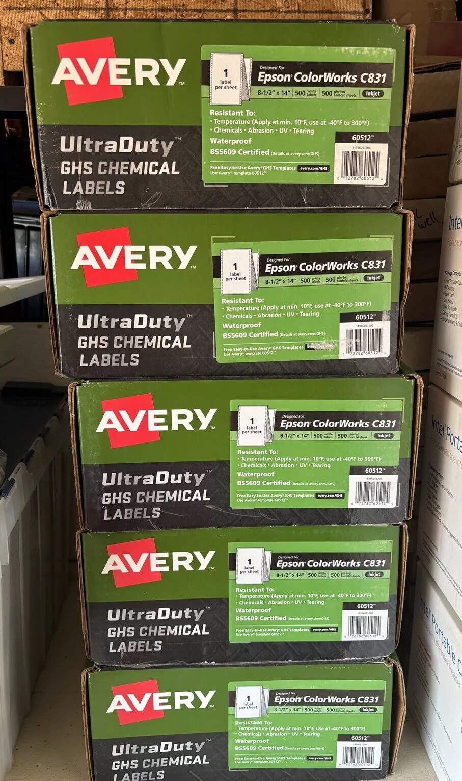 Avery UltraDuty GHS Chemical Waterproof UV Resistant 500 Labels 60512 Epson C831