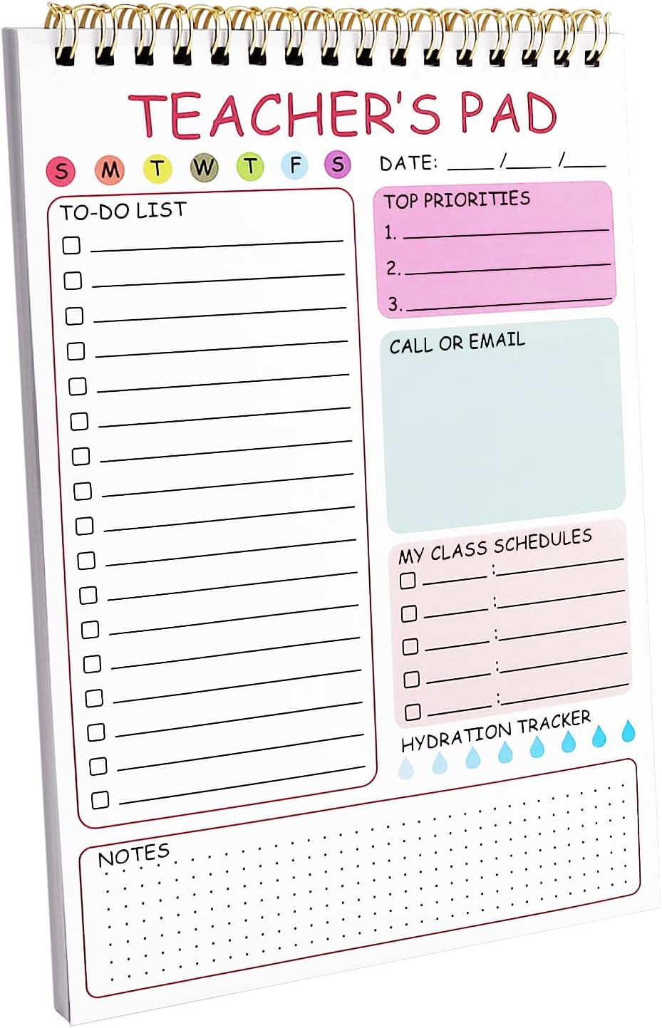 Teacher To Do List Notepad, 8.3×5.8 Inch Teacher Notepad, Spiral Checklist Noteb