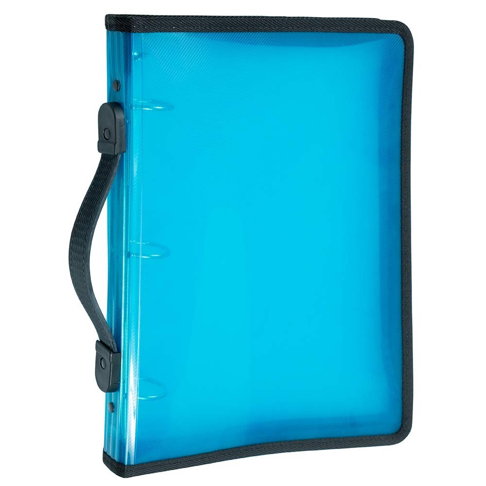JAM PAPER Plastic Zipper 1 inch Binder – Blue 3 Ring – Sold