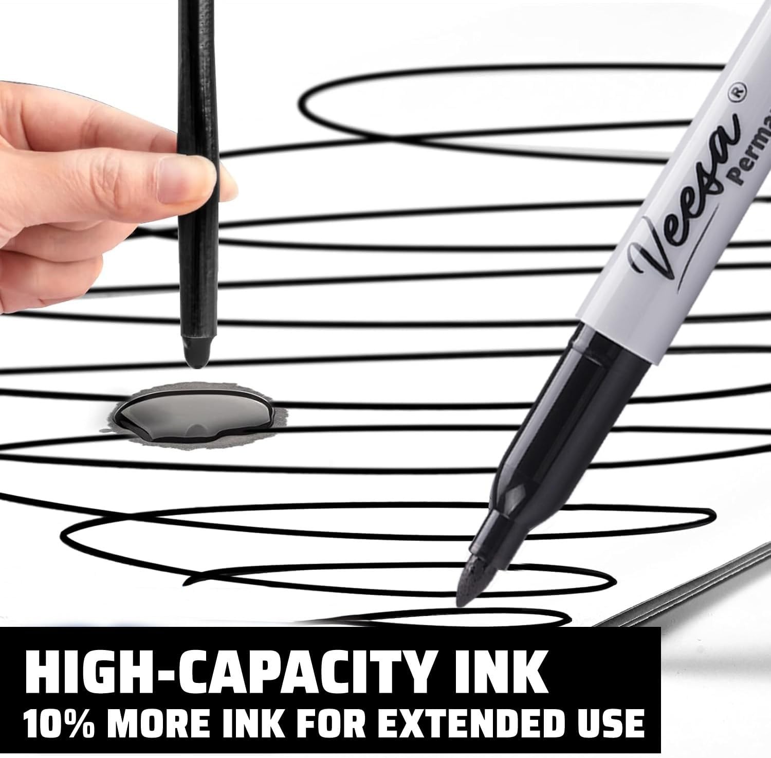 36 Pack Permanent Markers Fine Tip, Black Permanent Marker Pens for Office,