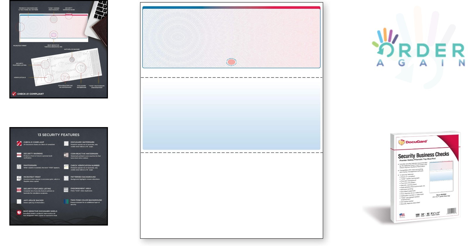Blue Red Galaxy Check Paper 13 Security Features Compatible with Laser Inkjet