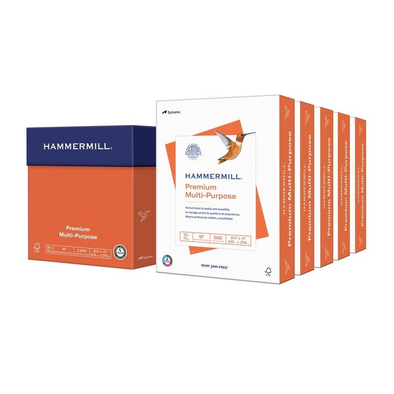 Copy Paper 20lb 8.5×11 5 Reams 2500 Sheets Office School Multi-Purpose New