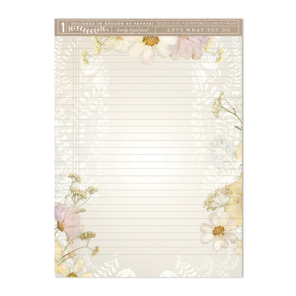 Papaya Art E6 Cosmo Lace Lined Illustrated Double Sided Legal Pad 8.5″ x 11.8”