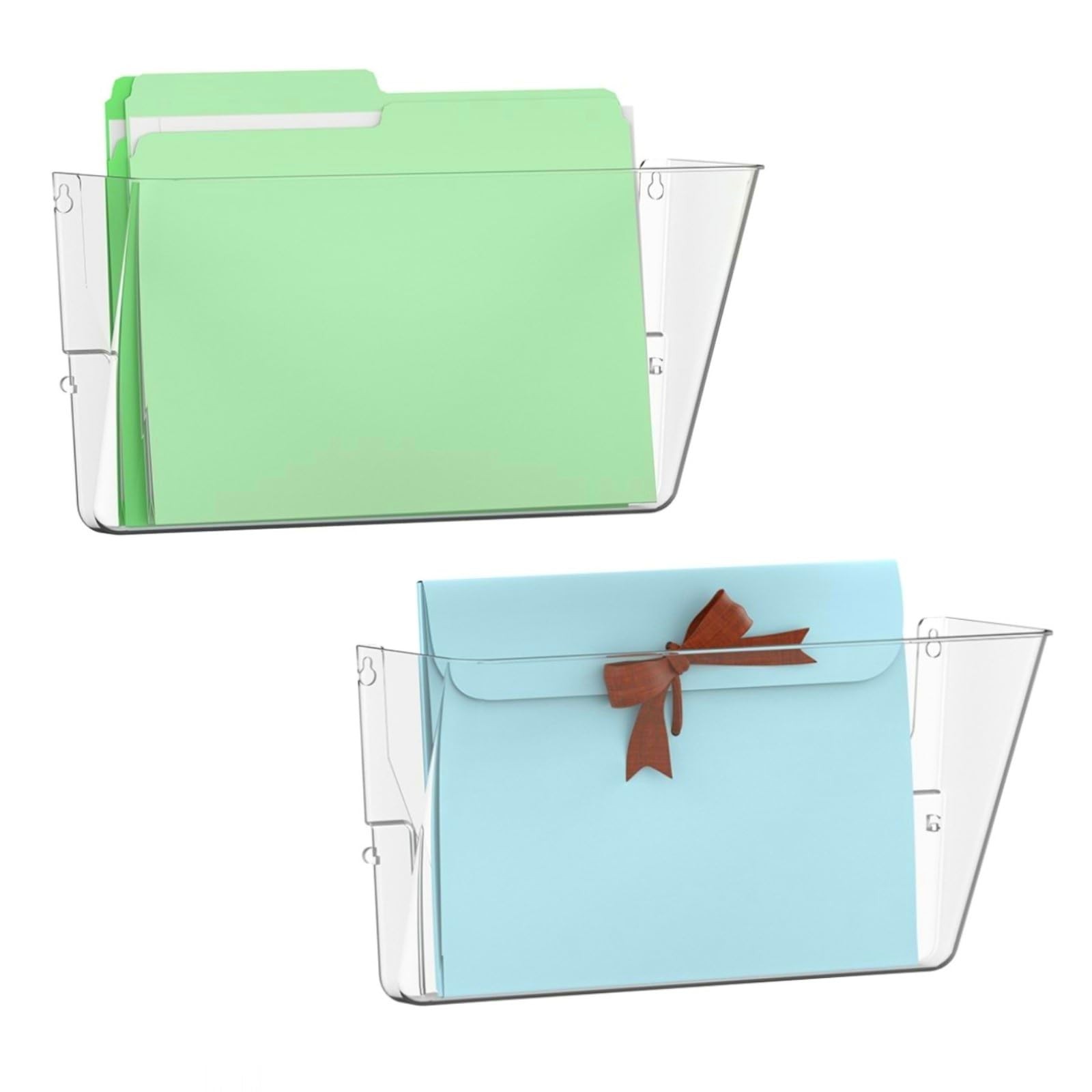 Gawerk 2 Pack Clear Single Pocket Wall File Holder Hanging 2 Pack,