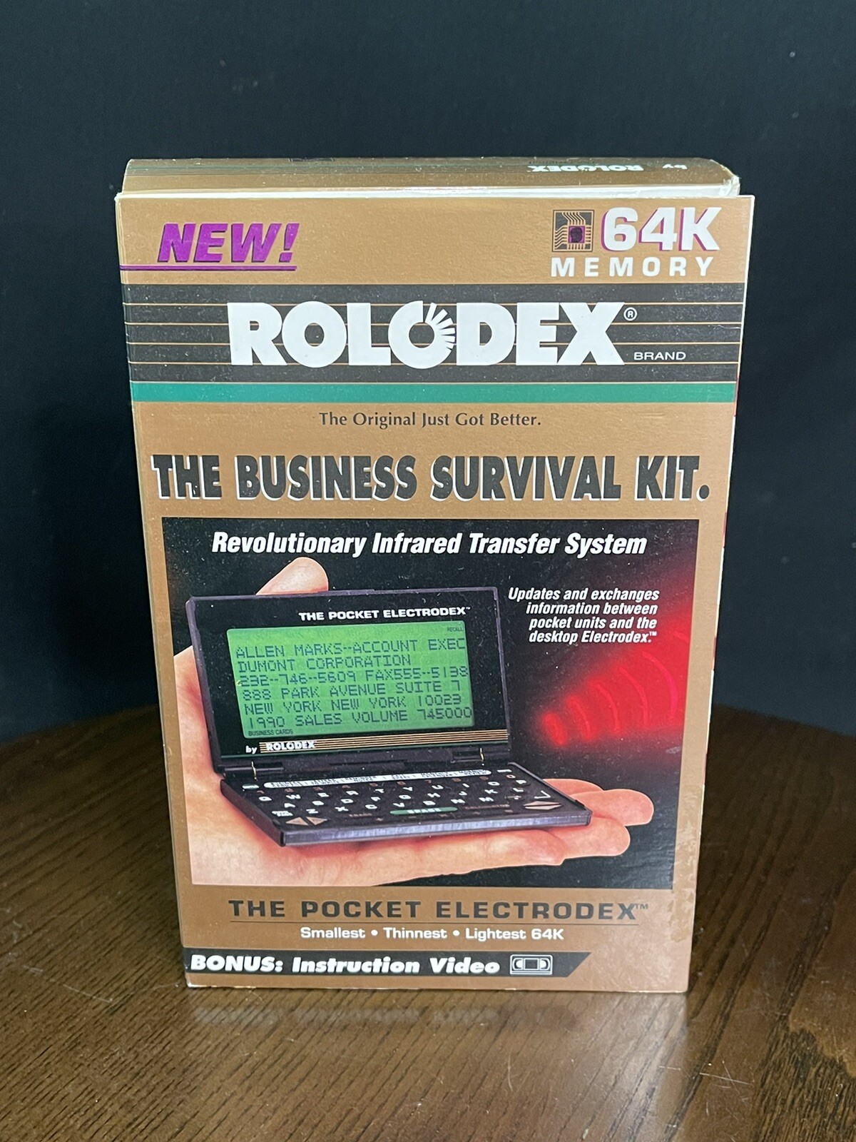 ROLODEX 64K Memory Rolodex Brand Pocket Electrodex with Bonus Vhs Tape Untested
