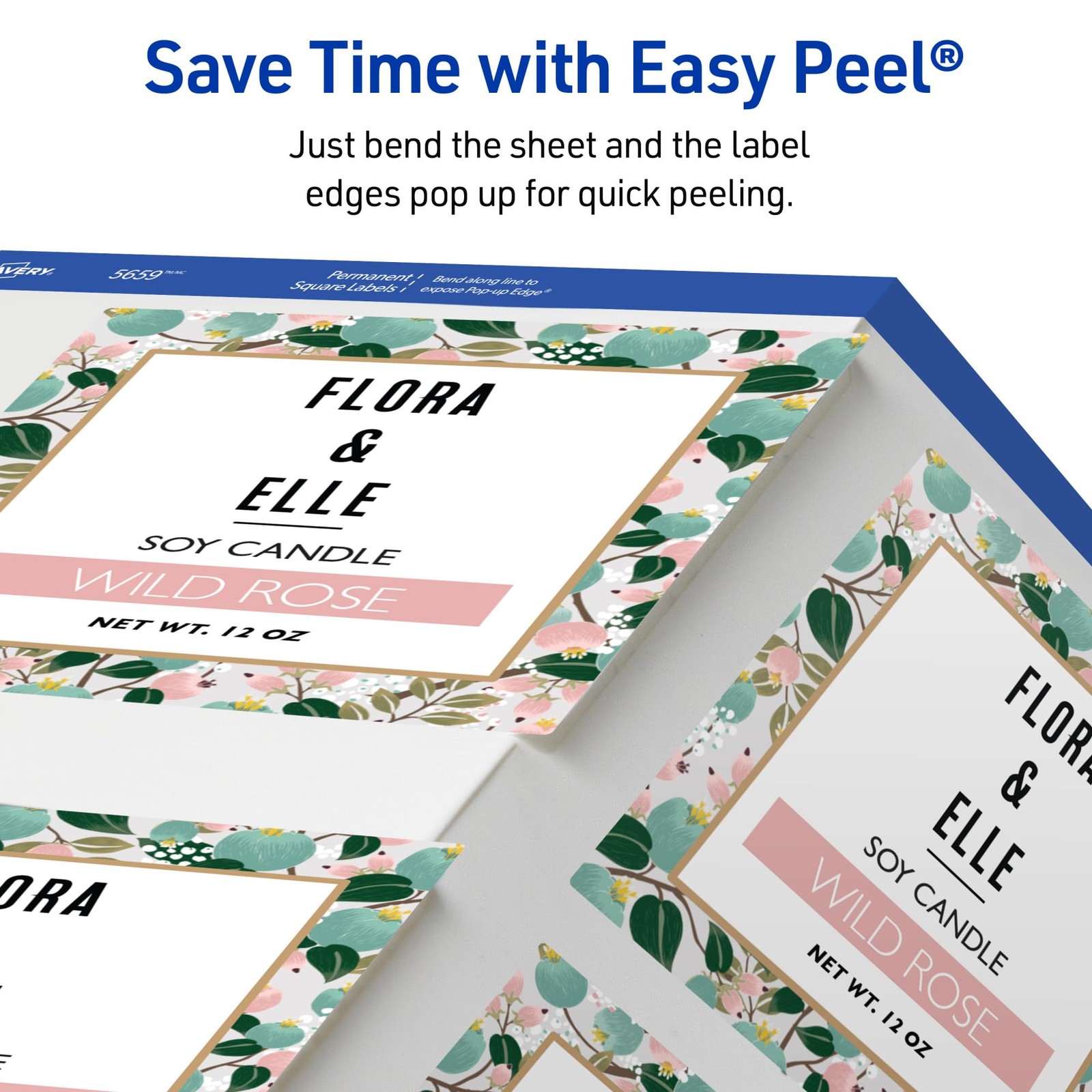 Avery Printable Square Labels Sure Feed Technology 3 X 3 Matte White Permanent