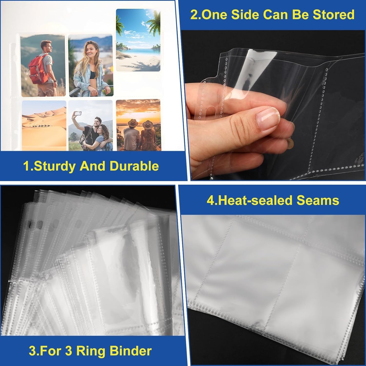 36 Pack 288 Pockets 6 Ring A5 Binder Sleeves, Heavyweight 4 Pocket Card Binder S