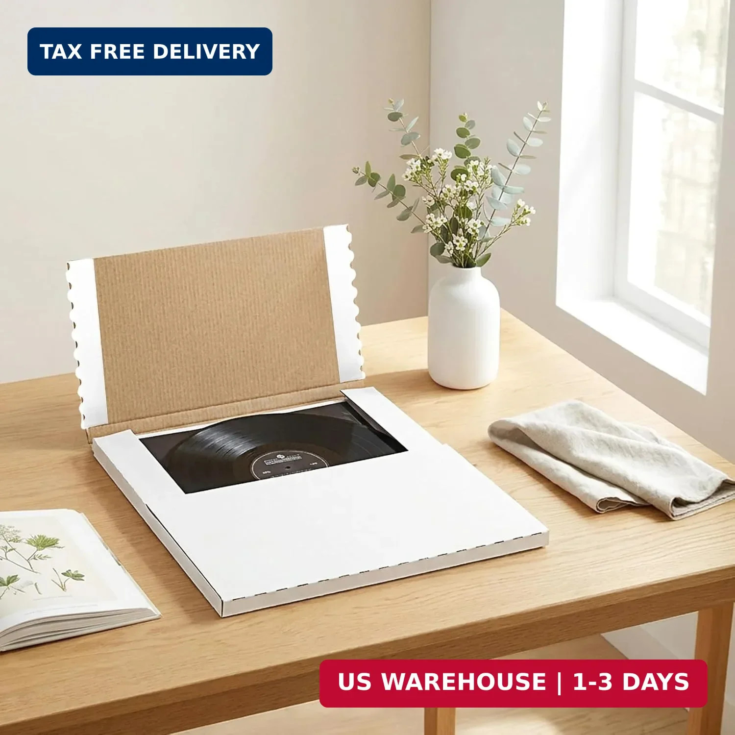 HORLIMER 25 Pack 12.8×12.8×1 Self-Sealing Shipping Boxes, Vinyl Record Mailer Ca