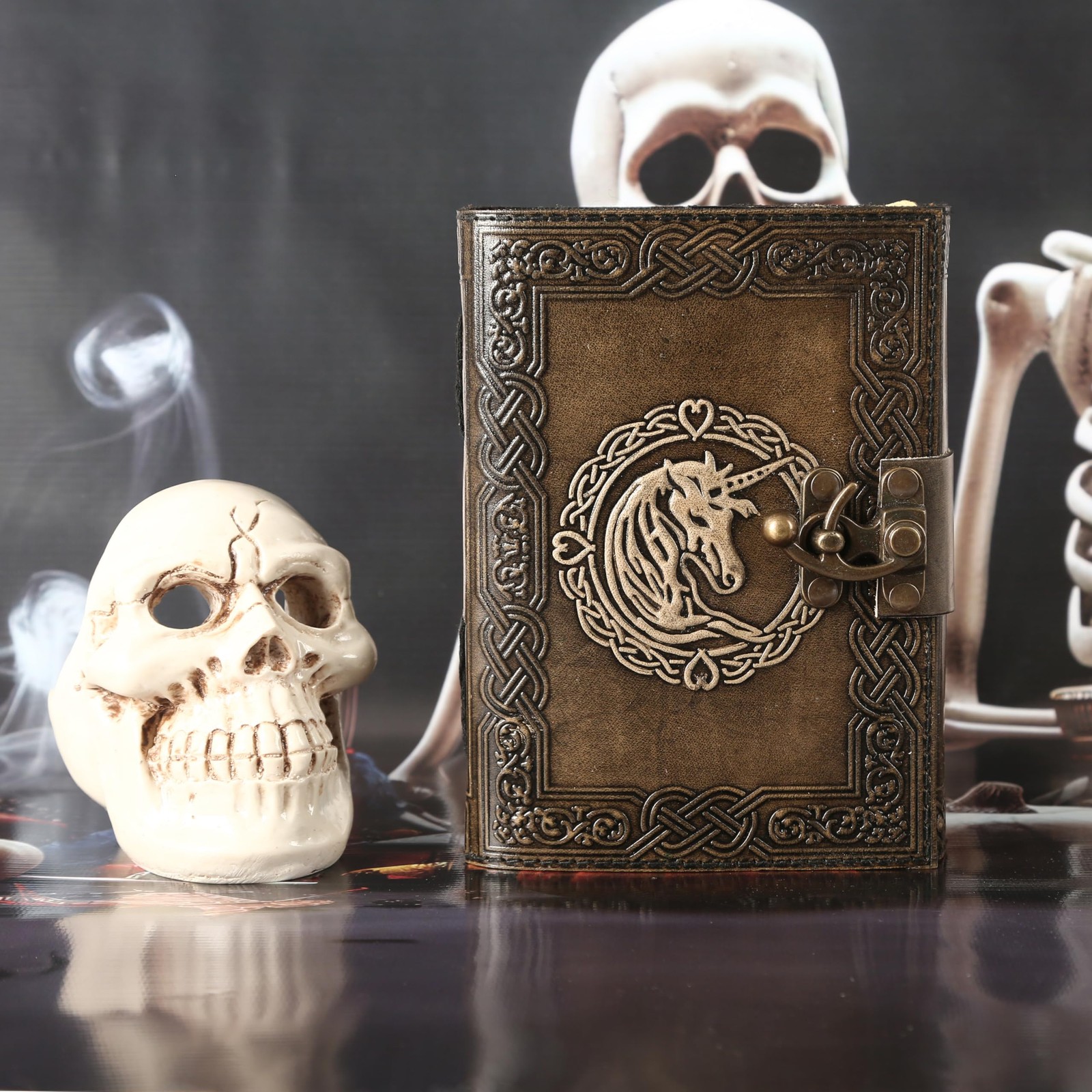 Unicorn Leather Journal Sketchbook Notebook with Lock for Men Women Dnd Trave…