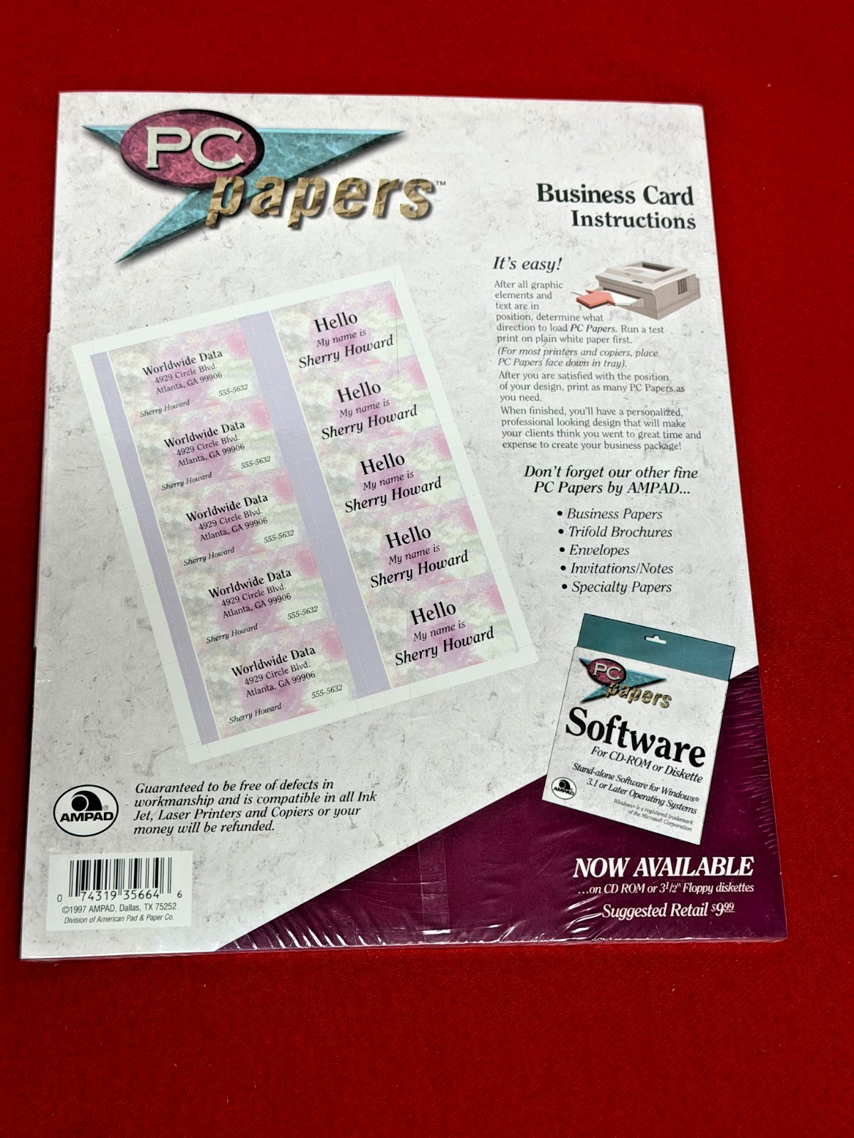 PC PAPERS 250 Business Cards Floral Motif 3-1/2″ x 2″ Ink Jet, Laser or Copier