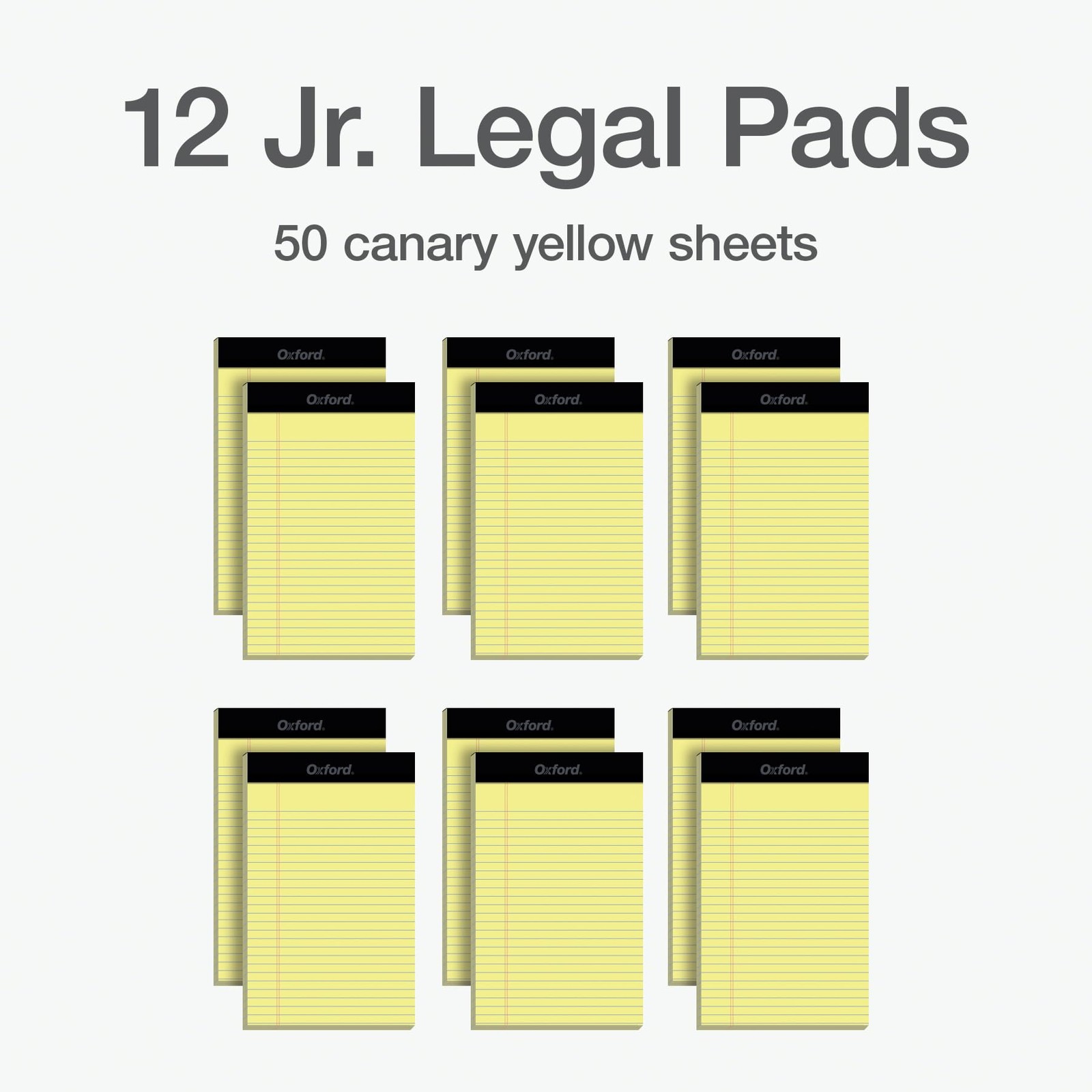 Legal Pads, 12 Pack, Note Pads, 50 Jr. Legal Ruled 5″ x 8″ Sheets, Canary Yel…